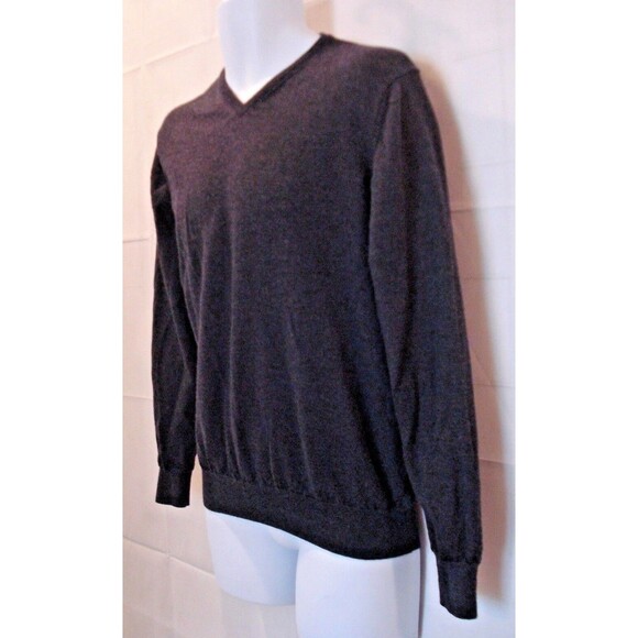 Paolo Mondo Sweater 100% Extra Fine Merino Virgin Wool V Neck Italy Mens Sz L - Picture 3 of 5